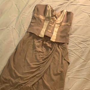 BNWT Karen Millen beige cream geometric bustier strapless cocktail dress Sz XS-S